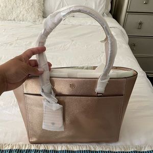 Tory Burch Robinson Metallic small Tote